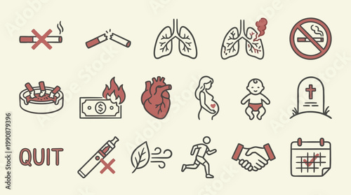 Visual guide to quitting smoking and vaping, showcasing health risks, financial costs, and the journey to a healthier, smoke-free life