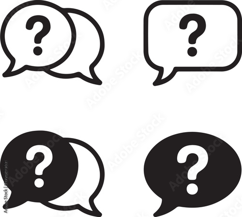 FAQ icon set. Frequently Asked Questions icon vector.