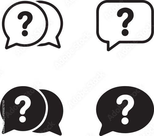 Questions and answers icon with speech bubble. Vector minimal trendy illustration.