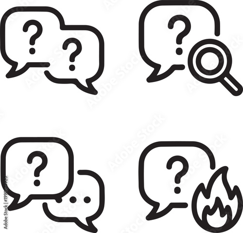 Question mark icon set. Bubble question icon, FAQ questions symbol .