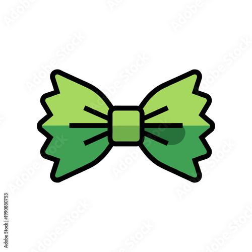 A vibrant green farfalle pasta, also known as a bow tie, showcasing its distinct shape.