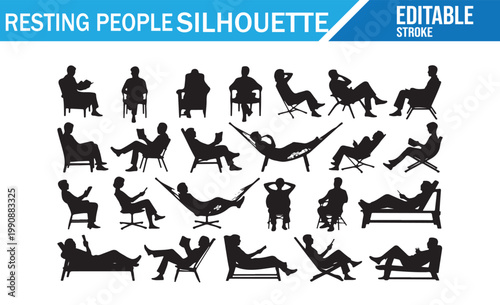 Silhouettes of People in Restful Poses – Sitting, Reclining, and Relaxing