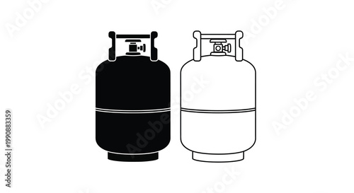 Two propane tanks one black and one white side by side