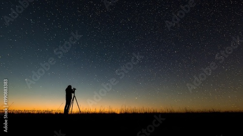 Silhouette of a photographer capturing the starry night sky.