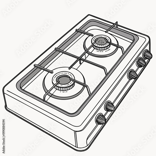 Foto A vector graphic illustration of a modern gas stove with two burners and knobs