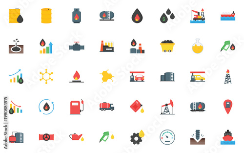 set of energy icons, gas, oil, electric