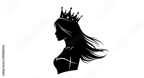 Black silhouette of a woman wearing crown.