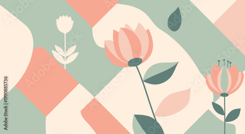 A calming and minimalist composition featuring overlapping geometric shapes in muted pastel tones. Perfect for backgrounds, branding, or designs needi