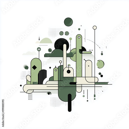 An illustration of bio-futuristic abstract shapes and lines, suitable for technology websites, modern art prints, or scientific presentations.