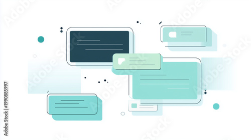 Flat  illustration of various notification bubbles and message boxes, suitable for app interfaces, website design, or digital communication concepts.
