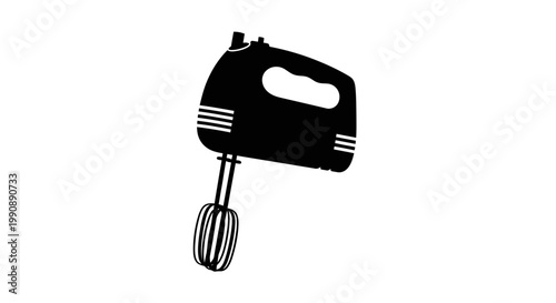 Black hand mixer appliance isolated on a white background silhouette