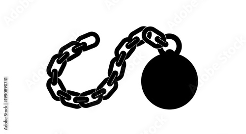 Black chain and ball a stark visual representation silhouette