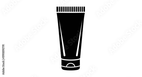 Simple black silhouette of a cosmetic tube against a white background silhouette