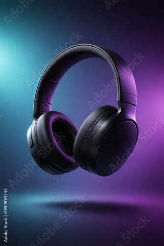 headphones on abstract background
