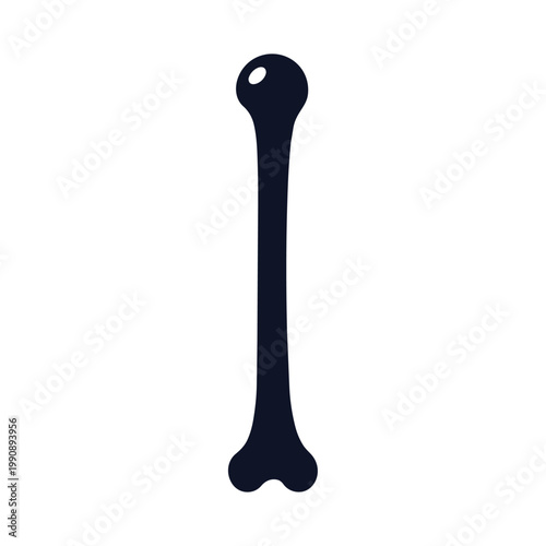 A black silhouette of a dog bone with a hole at the top on a white background.