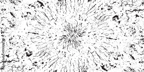 Circular starburst explosion texture. Distressed uneven grunge background. Abstract vector illustration. Overlay to create interesting effect and depth. Isolated on white background.