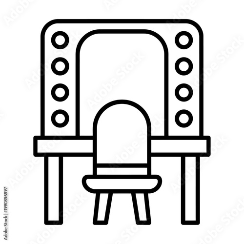 Vector of a modern dressing table with a chair in front of it.