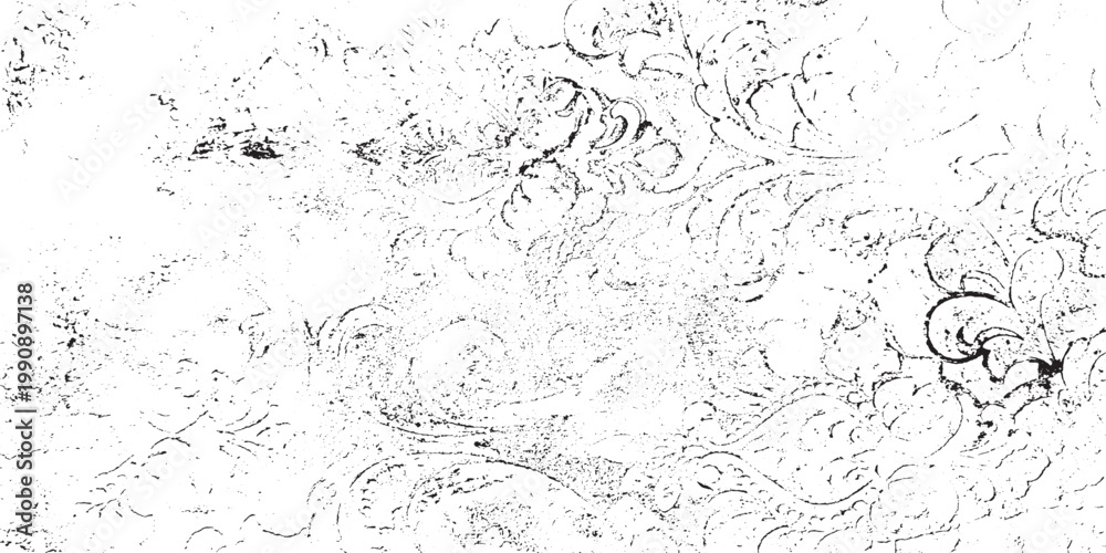 Fototapeta premium Monochrome texture composed of irregular graphic elements. Distressed uneven grunge background. Abstract vector illustration. Overlay for interesting effect and depth. Isolated on white background.
