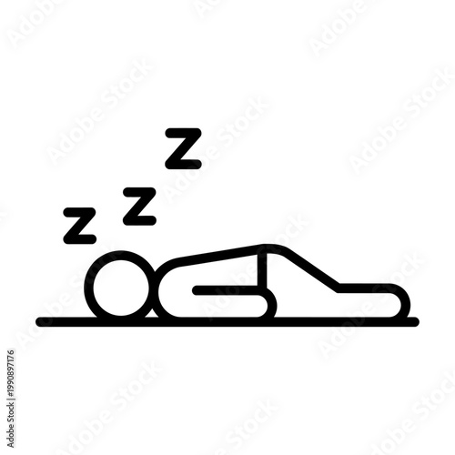 Vector of a person sleeping peacefully on a flat surface at night.