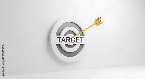 Bullseye achievement a golden arrow pierces the center of a classic dartboard symbolizing success