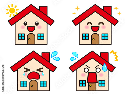 	かわいい家のイラスト素材セット