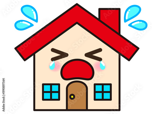 泣いてる家のイラスト素材