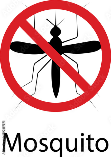Mosquito icon in flat and line style vector black insect bug fly pest silhouette outline symbol design, mosquito gnat midge insect repellent warning sign