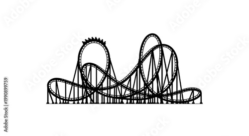Intricate roller coaster design presented as a striking black silhouette