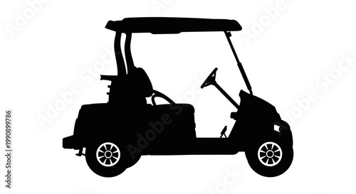 Black golf cart profile view a striking visual silhouette