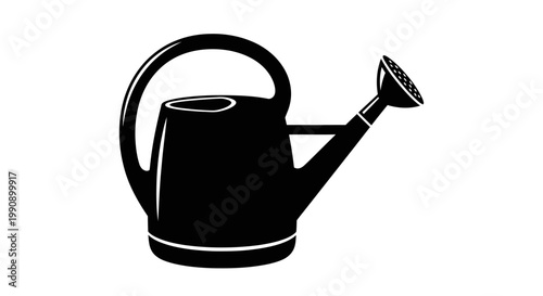 A simple black silhouette of a classic watering can silhouette
