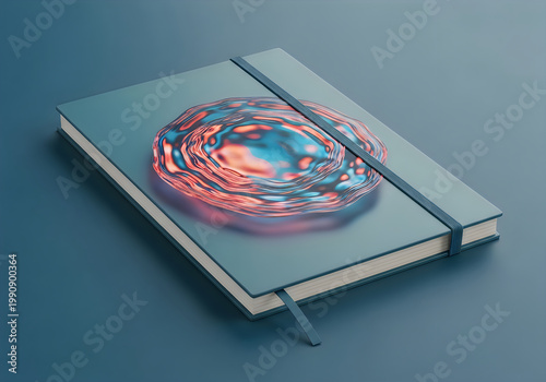 a colorful notebook on a surface