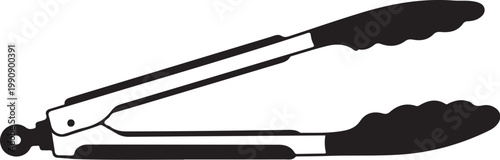 Black and white of kitchen tongs cooking utensils