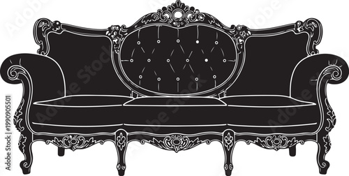 Black velvet sofa with ornate carvings black sofa