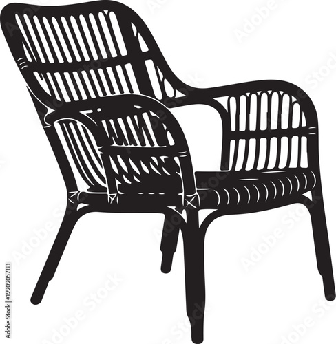 Black wicker chair with armrests furniture