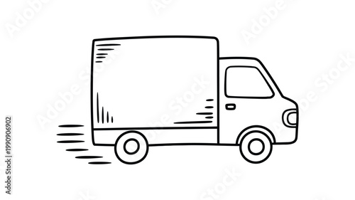 Delivery truck pick up doodle icon vector illustration, hand drawn sketch style transport vehicle for shipping, logistics, courier, and e-commerce design
