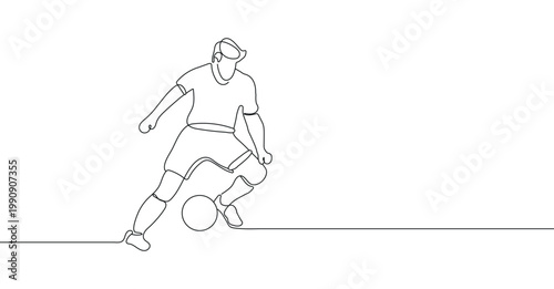 Football player kicking ball line art design. one continuous line art young player playing soccer ball icon. single line art football kicking player png and vector on transparent background 