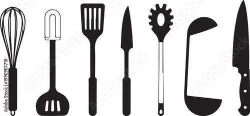 Kitchen utensils cooking tools black