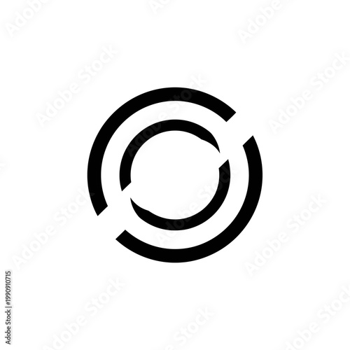 Black and white circular arrow symbol.
