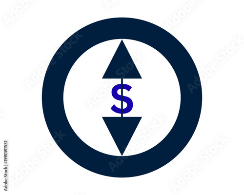 Stock market icon. Dollar price fluctuation and trade vector sign