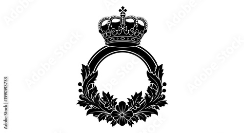 Black and white royal crest emblem.