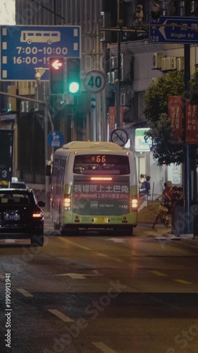 Scenic Of Chinese Street By Night In Shanghai Video