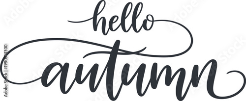 Elegant hand lettered 'hello autumn' calligraphy design