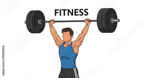 Man Lifting Barbell, Fitness and Strength Training, Gym Workout