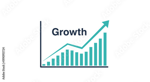 Business growth chart with upward trend arrow and bar graph