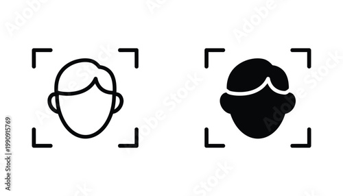 User face recognition scanning frame icon for security and authentication technology as a professional vector graphic for software development