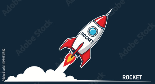 Rocket Launching into Space, Startup Concept, Space Exploration, Ignition