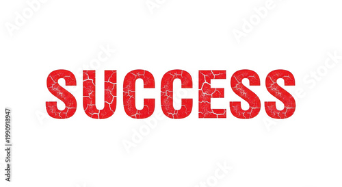 Bold red success text in uppercase letters isolated on transparent background