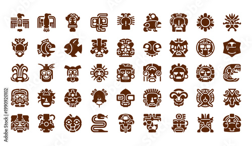 Collection of ancient andean and pre columbian glyphs and symbols