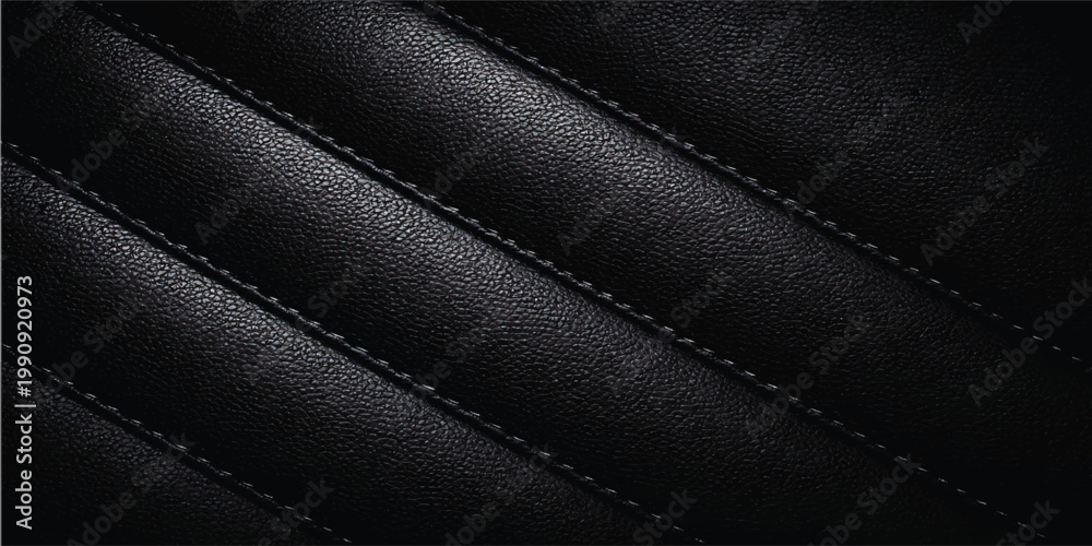 Fototapeta premium Black Leather Texture Background with Quilted Pattern, Luxury Upholstery Surface, Premium Dark Material Design, Elegant Fashion and Automotive Interior Backdrop