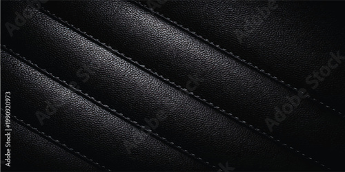 Black Leather Texture Background with Quilted Pattern, Luxury Upholstery Surface, Premium Dark Material Design, Elegant Fashion and Automotive Interior Backdrop
